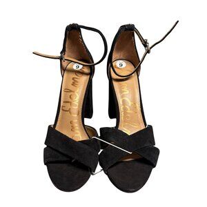 Sam Edelman Yaro Black Suede Block Heel Sandals –‎ Women’s Size 9